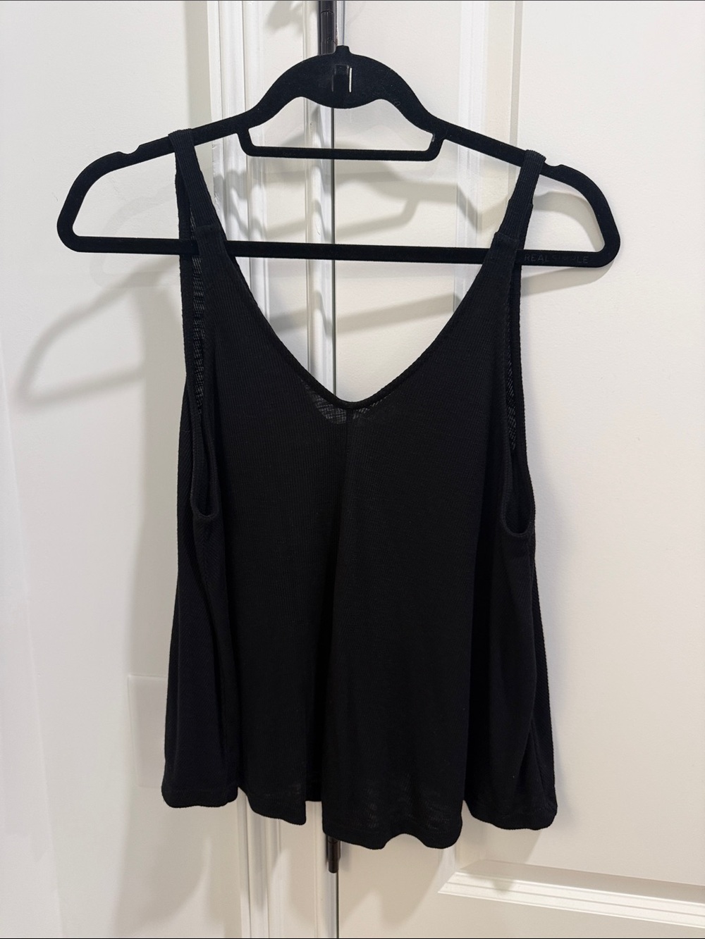 Free People Black V-Neck Ribbed Tank